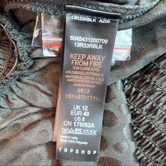 Topshop Black Long Sleeve Polka Dot Top - Picture 6 of 7